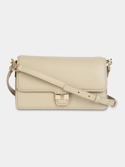 Tommy Hilfiger - Solid Beige Pu Shoulder Bag with Detachable Strap