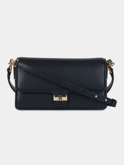 Tommy Hilfiger - Solid Navy Blue Pu Shoulder Bag with Detachable Strap