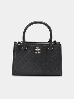 Tommy Hilfiger - Logo Black Pu Handbag with Detachable Strap