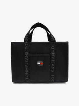Tommy Hilfiger - Logo Black Pu Handbag with Detachable Strap