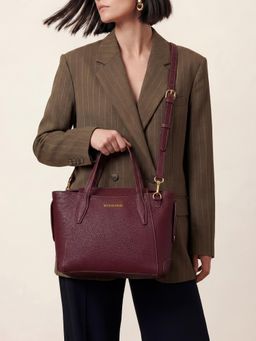 Accessorize London - Women's Burgundy Marlowe Handbag with Detachable Strap