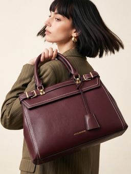 Accessorize London - Women's Burgundy Azura Handbag with Detachable Strap