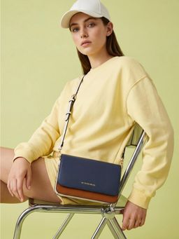 Accessorize London - Women's Navy And Tan Rumi Sling Bag