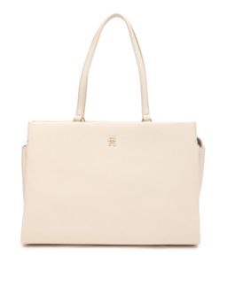 Tommy Hilfiger - Solid Beige Polyester Tote Bag