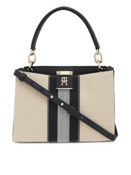 Tommy Hilfiger - Textured Black Pu Handbag with Detachable Strap