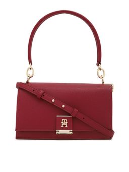 Tommy Hilfiger - Solid Red Pu Shoulder Bag with Detachable Strap
