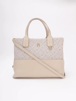 Tommy Hilfiger - Logo Beige Pu Handbag with Detachable Strap