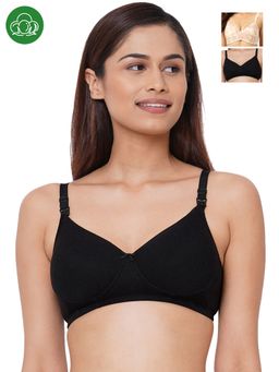 Inner Sense - Organic Antimicrobial Padded Nonwired Feeding Bra - Pack Of 3 -Multi-Color