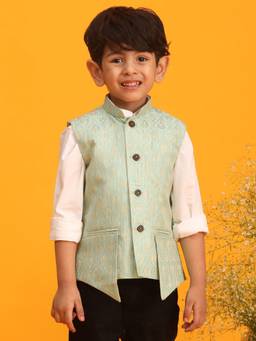 Vastramay - Boys Green Nehru Jacket