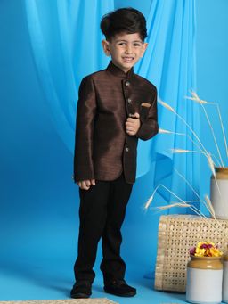 Vastramay - Boys Coffee Brown Jodhpuri Blazer