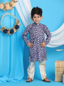 Vastramay - Boys Blue and Cream Kurta Pyjama (Set of 2)