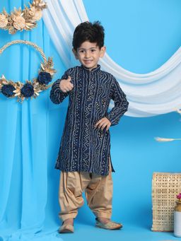 Vastramay - Boys Blue and Rose Gold Kurta Patiala (Set of 2)