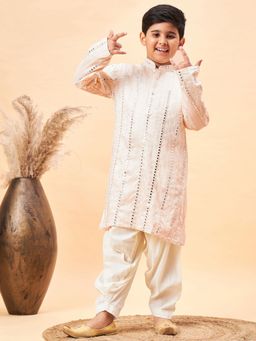 Vastramay - Boys Cream Kurta Patiala (Set of 2)
