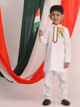 Vastramay - Boys White Kurta and Pyjama Independence Day (Set of 2)