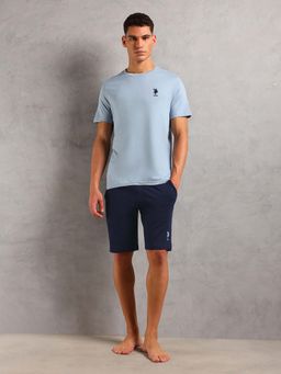 U.S. POLO ASSN. - Solid Cotton Blue T-Shirt with Shorts
