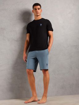 U.S. POLO ASSN. - Solid Cotton Black T-Shirt with Shorts