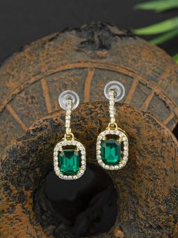E2O - Gold Plated Green Stone Drop Earring