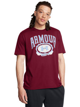 Under Armour - UA COLLEGIATE CREST Red Half Sleeves T-Shirt