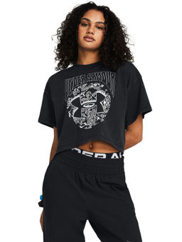 Under Armour - Women's Heavyweight Dusk to Dawn Black Half Sleeves T-Shirt
