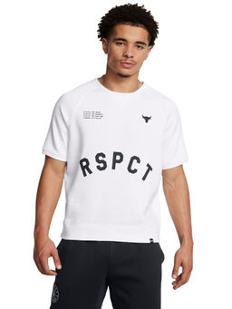 Under Armour - UA Project Rock Icon Fleece White Half Sleeves T-Shirt