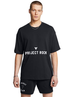 Under Armour - UA Project Rock Heavyweight Badge of Honor Black Half Sleeves T-Shirt