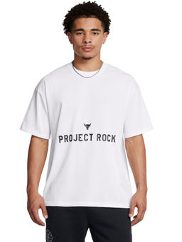 Under Armour - UA Project Rock Heavyweight Badge of Honor White Half Sleeves T-Shirt