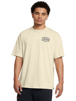 Under Armour - UA Project Rock Heavyweight Beige Half Sleeves T-Shirt