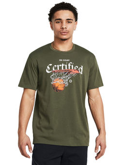 Under Armour - UA M Heavyweight HOOPS CERTIFIED Green Half Sleeves T-Shirt