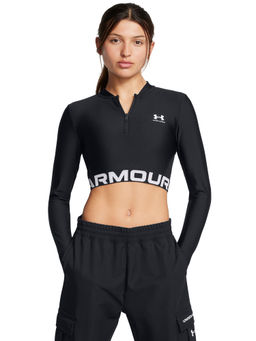 Under Armour - UA HeatGear Rib One Fourth Zip Black Full Sleeves T-Shirt
