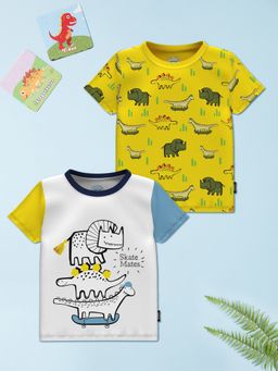 Nautinati - Boys Graphic Print Cotton Boys T-Shirt (Set of 2)