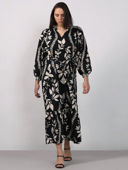 VERO MODA - Curve Black Printed Dress with Belt (Set of 2)