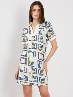 VERO MODA - Off-White Printed Polo Dress