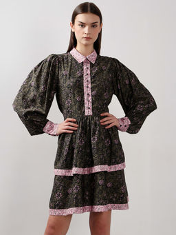 VERO MODA - Green Printed Fit and Flare Dress