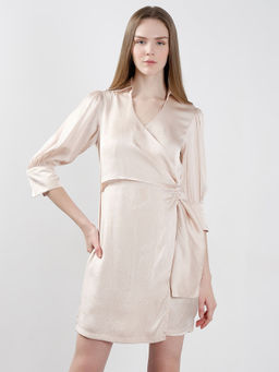VERO MODA - Off-White Wrap Satin Dress