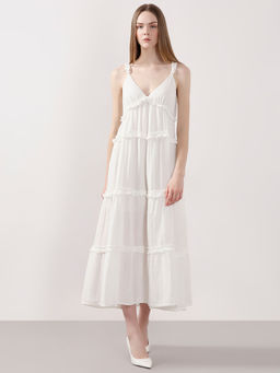 VERO MODA - White Organic Cotton Midi Dress