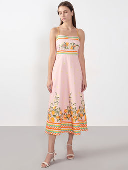 VERO MODA - Pink Printed Strappy Midi Dress