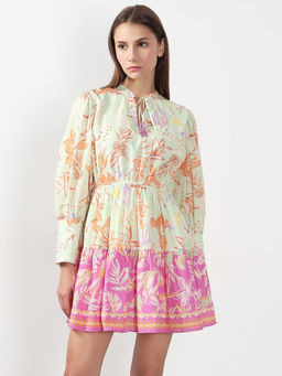 VERO MODA - Green Floral Fit and Flare Dress