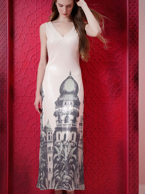 marquee sequin dress Marquee Sequined Tiered Midi Dress
