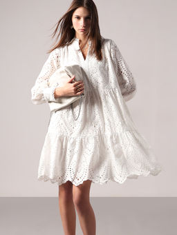 VERO MODA - White Schiffli Embroidered Dress