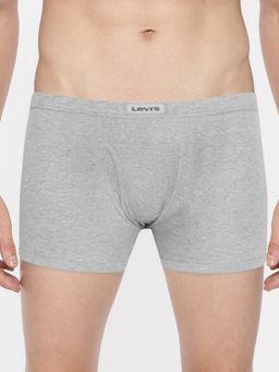 Levi's - Men Cotton Solid Long Comfort Boxer Brief With Inner Elastic & Fly Open Grey