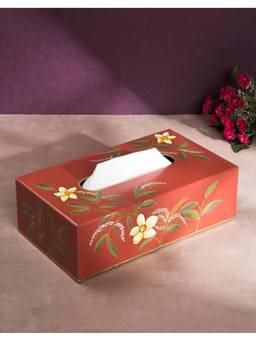 Fabindia - Orange Champa Metal Tissue Box