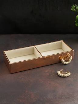The Home Co - Copper Leatherette Jewellery 2 Partition Tray