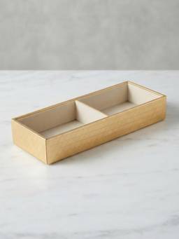 The Home Co - Gold Leatherette Jewellery 2 Partition Tray