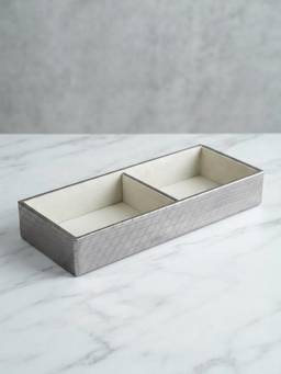 The Home Co - Silver Leatherette Jewellery 2 Partition Tray