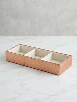 The Home Co - Copper Leatherette Jewellery 3 Partition Tray