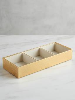 The Home Co - Gold Leatherette Jewellery 3 Partition Tray