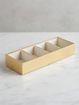 The Home Co - Gold Leatherette Jewellery 4 Partition Tray