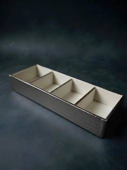 The Home Co - Silver Leatherette Jewellery 4 Partition Tray