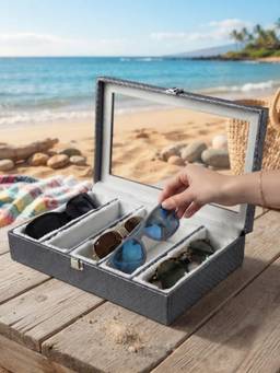 The Home Co - Grey Texture Leatherette Sunglasses Box