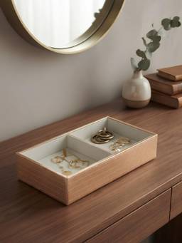 The Home Co - Copper Leatherette Jewellery 2 Partition Tray